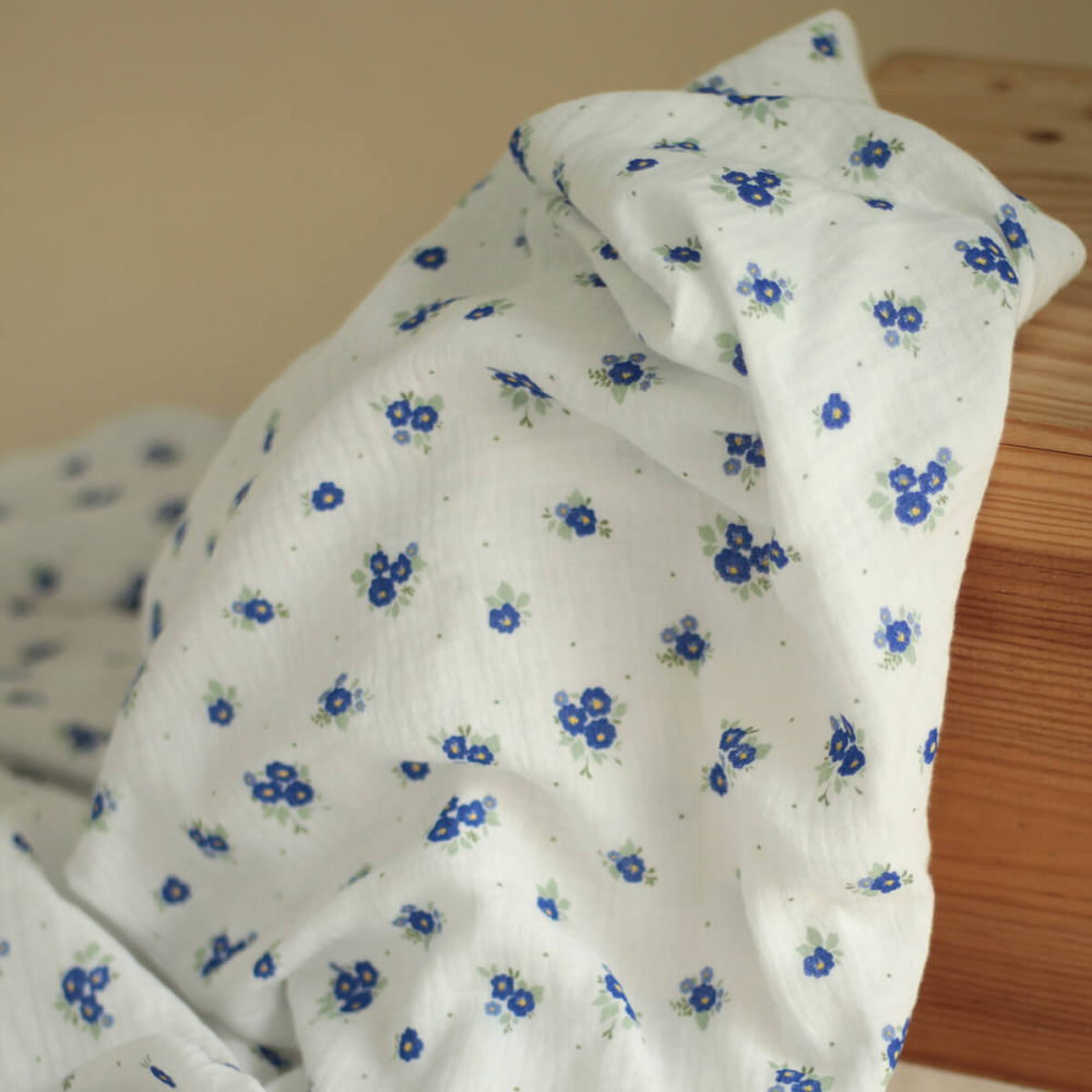 copy of ROZEN - Double gaze de coton BIO blanc motif exclusif