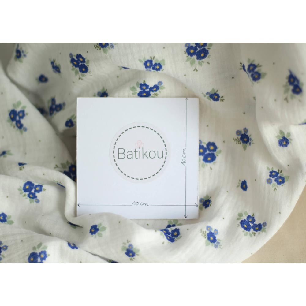 copy of ROZEN - Double gaze de coton BIO blanc motif exclusif