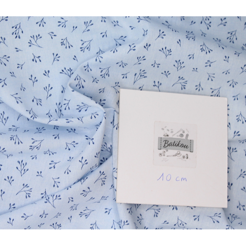 Chambray coton bleu à motifs