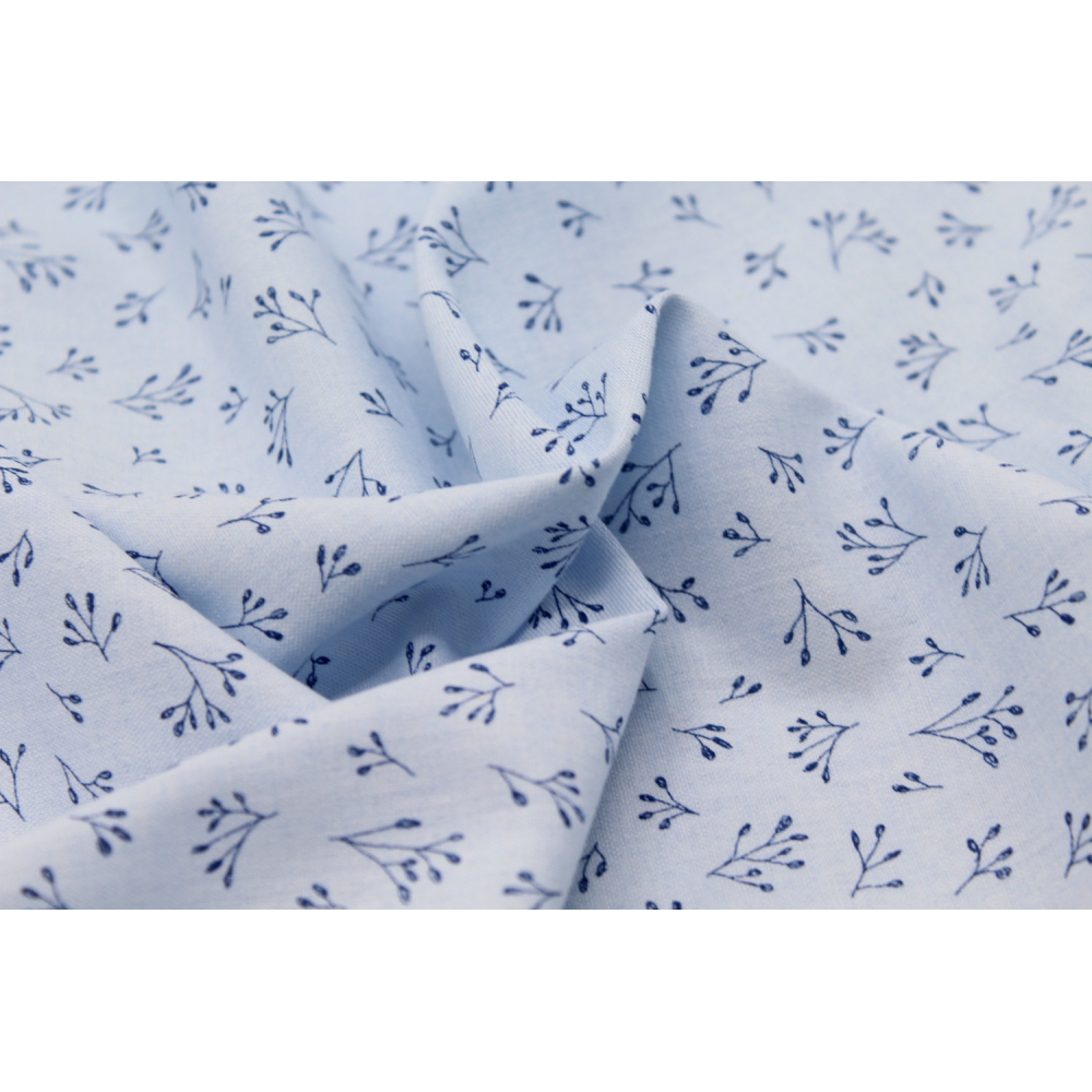 Chambray coton bleu à motifs