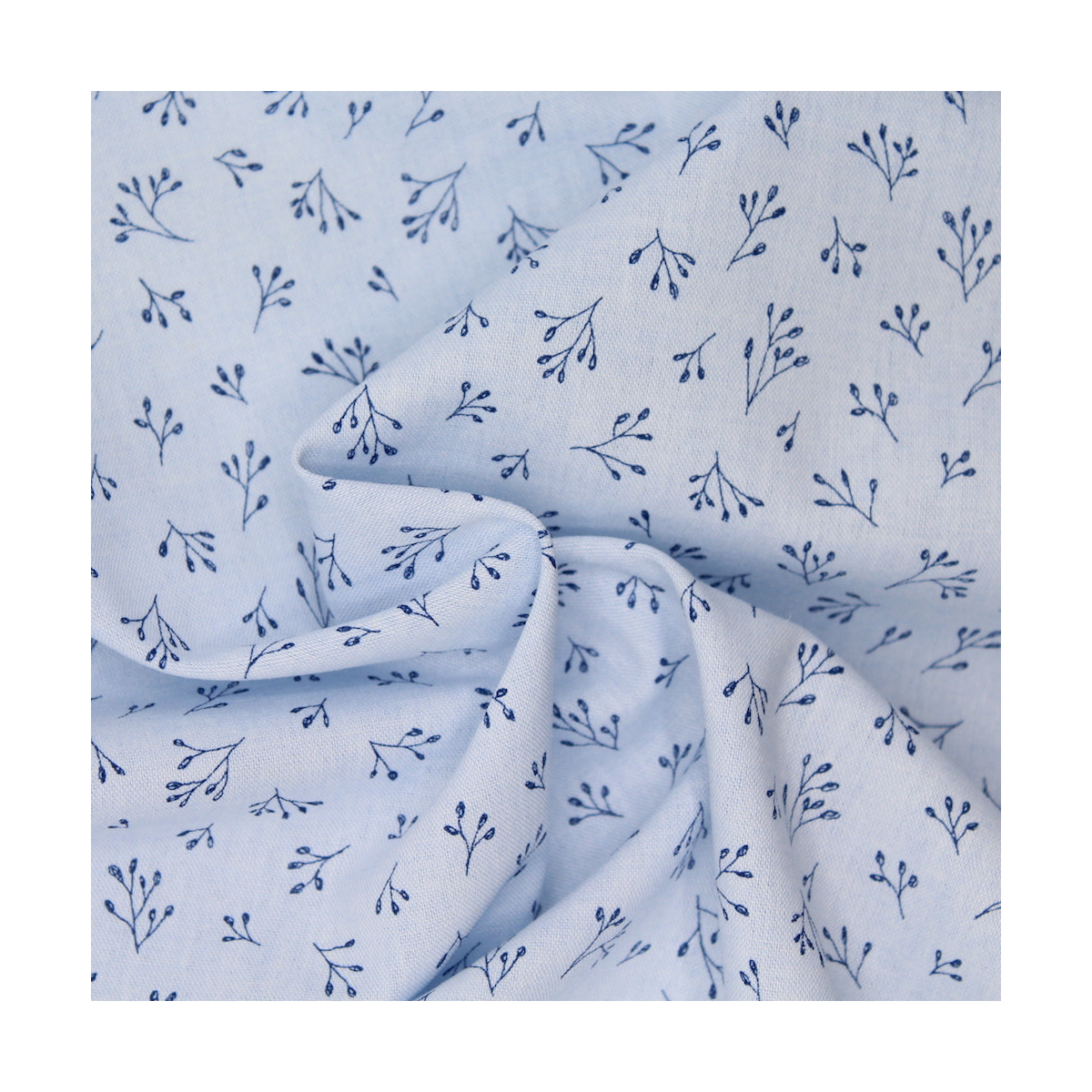 Chambray coton bleu à motifs
