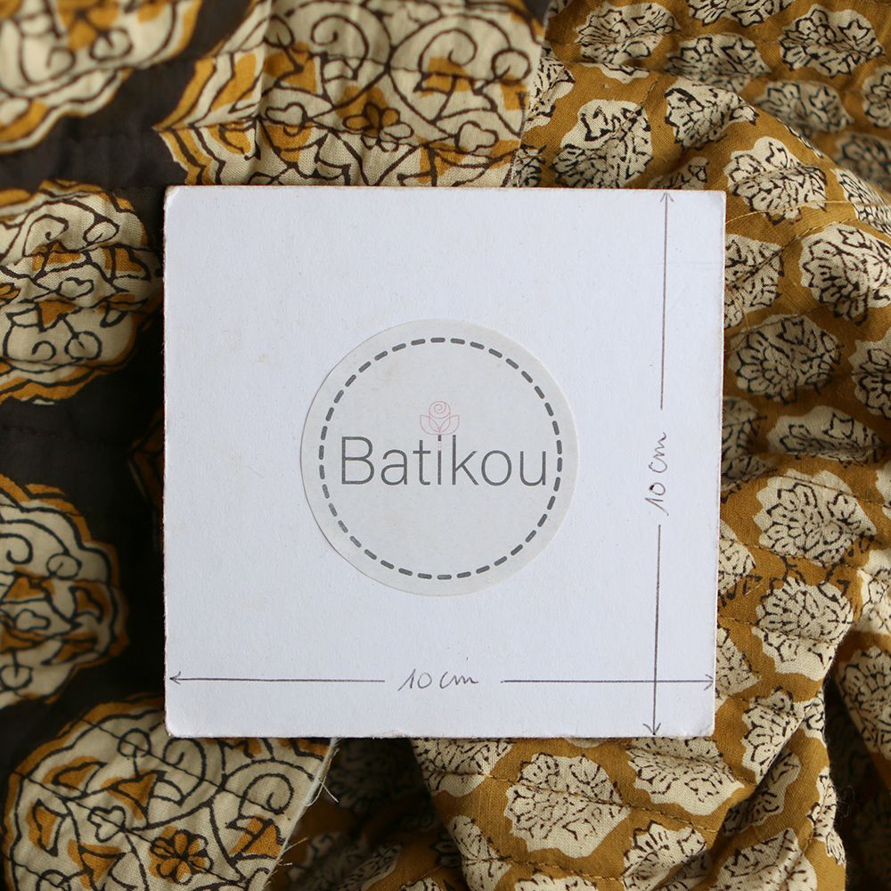 copy of Nisha & rayures - Tissu indien matelassé double face coton hand block teal largeur 100cm