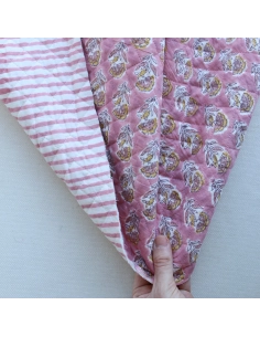 Ishara - Tissu indien matelassé double face coton hand block largeur 100cm 2