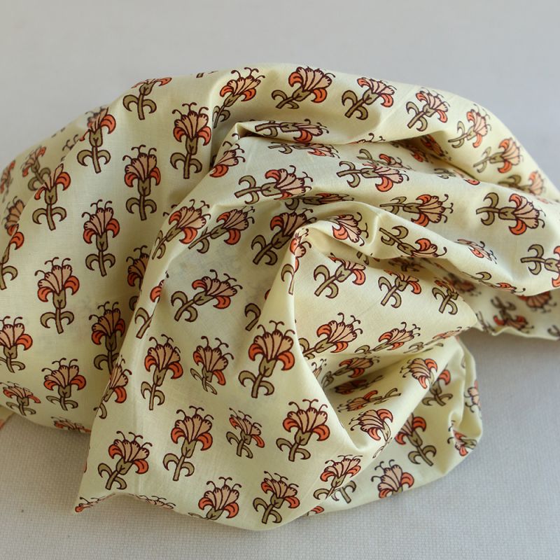 Au mètre - Tissu indien coton hand block traditionnel