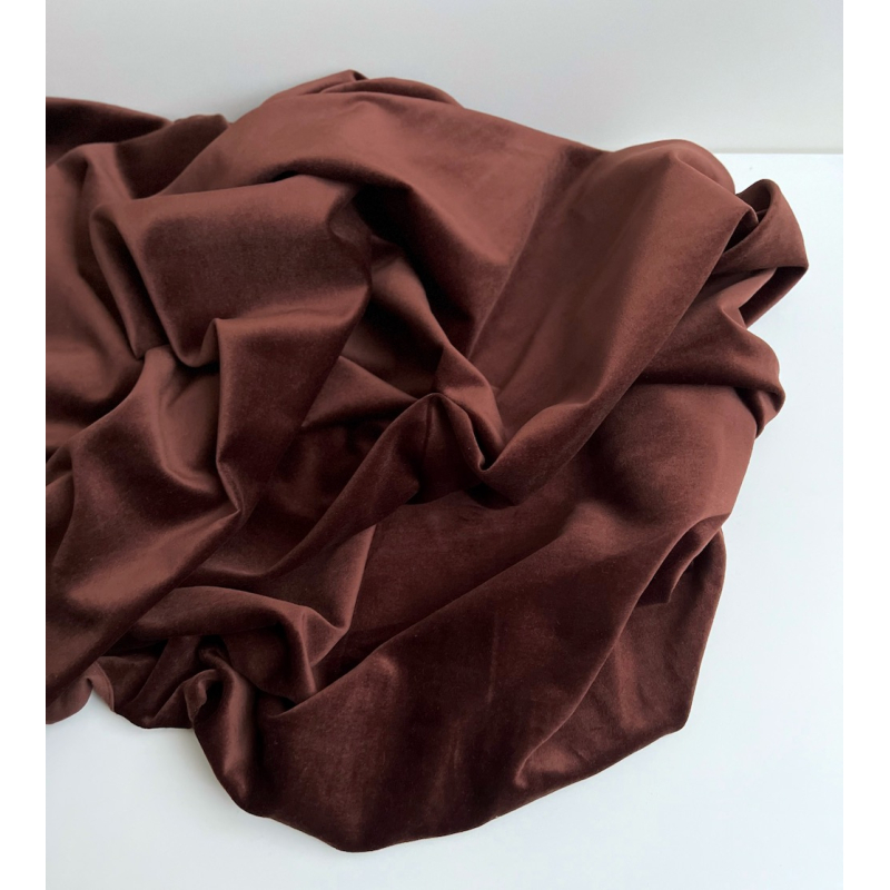 Velours ras coton organique coloris chocolat Tissus issus de l'agriculture biologique  - 4