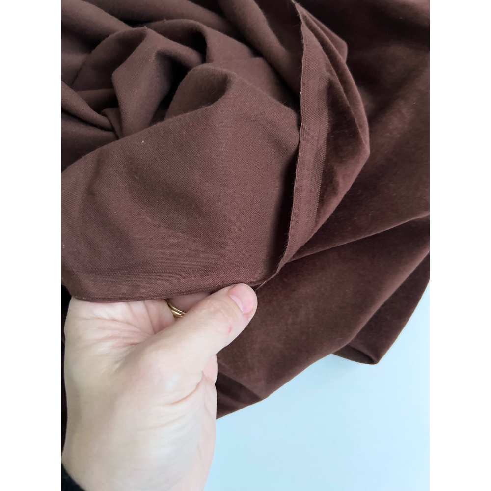 Velours ras coton organique coloris chocolat Tissus issus de l'agriculture biologique  - 5