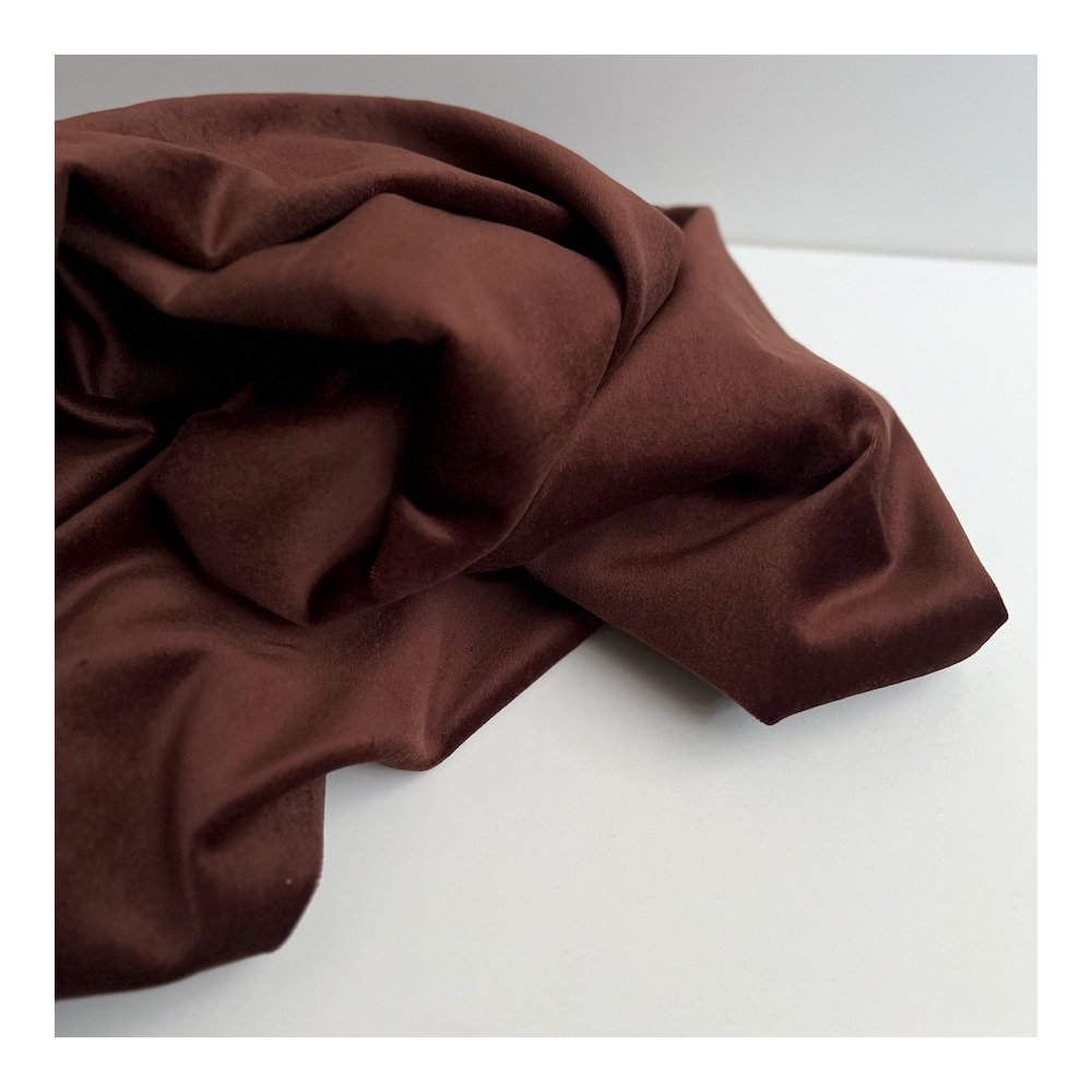 Velours ras coton organique coloris chocolat Tissus issus de l'agriculture biologique  - 1