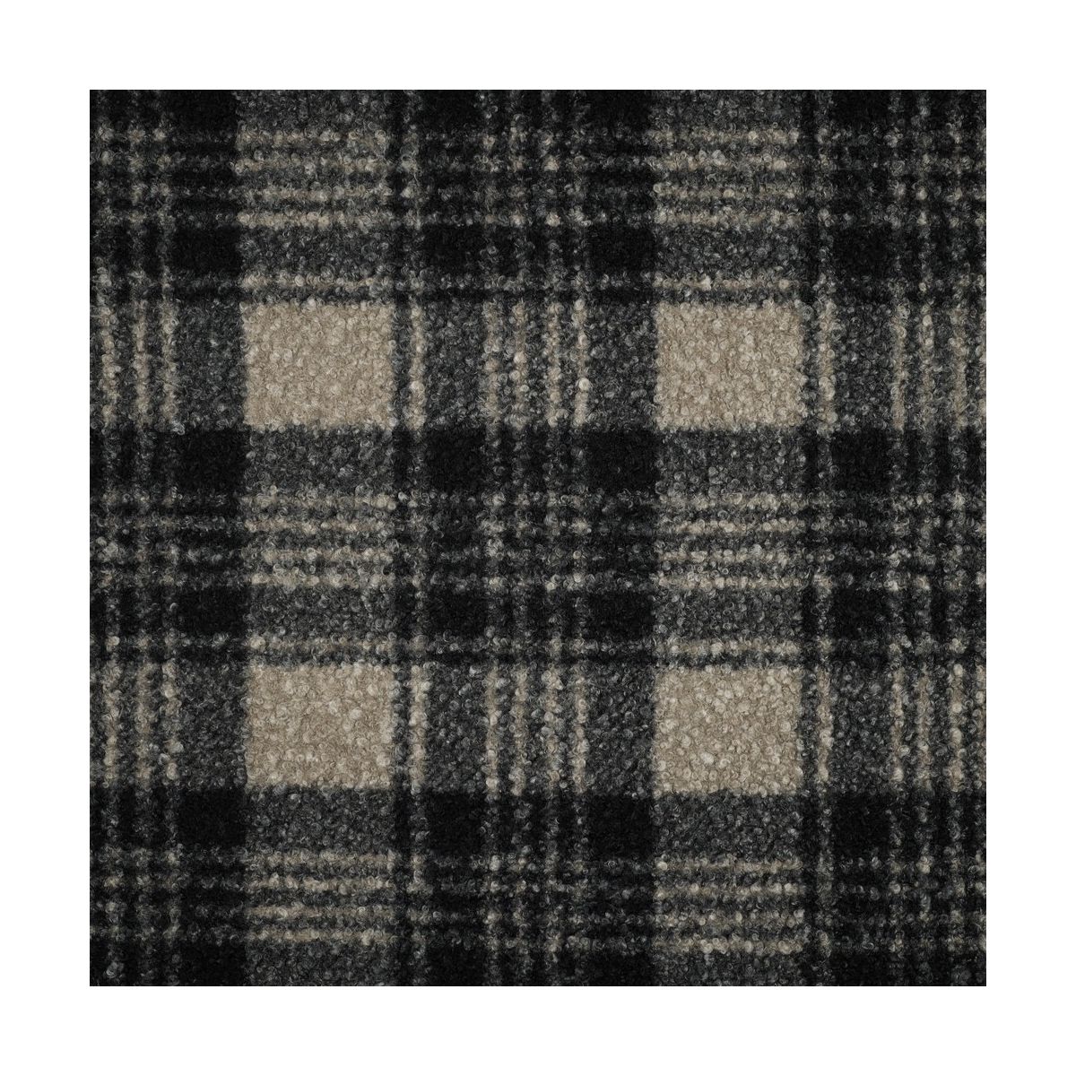 Teddy / moumoute bouclé motif gros quadrillage tartan anthracite