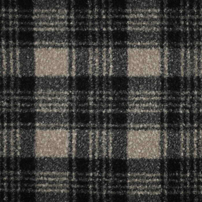 Teddy / moumoute bouclé motif gros quadrillage tartan anthracite