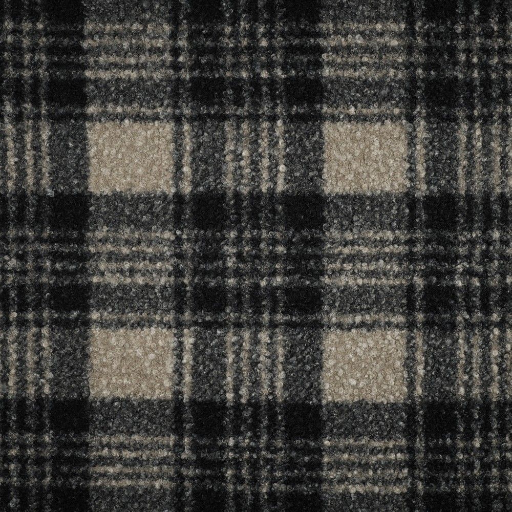 Teddy / moumoute bouclé motif gros quadrillage tartan anthracite