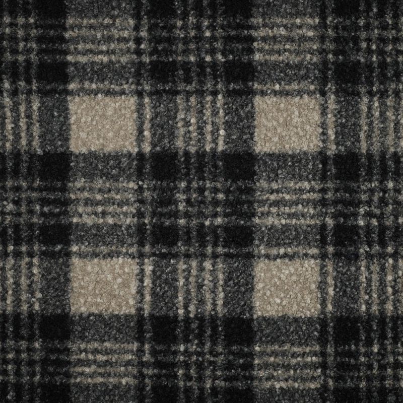 Teddy / moumoute bouclé motif gros quadrillage tartan anthracite