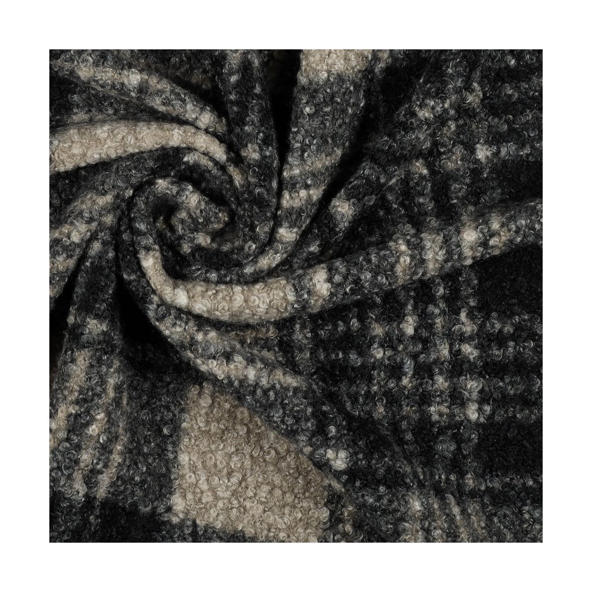 Teddy / moumoute bouclé motif gros quadrillage tartan anthracite