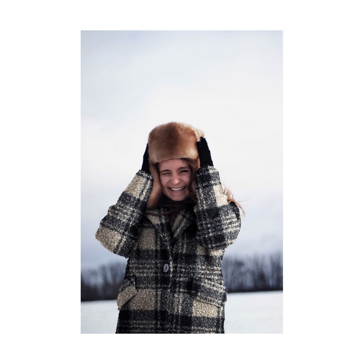 Teddy / moumoute bouclé motif gros quadrillage tartan anthracite