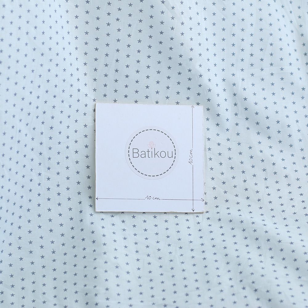 Frou-frou / Batiste de coton imprimé petites étoiles bleu gris