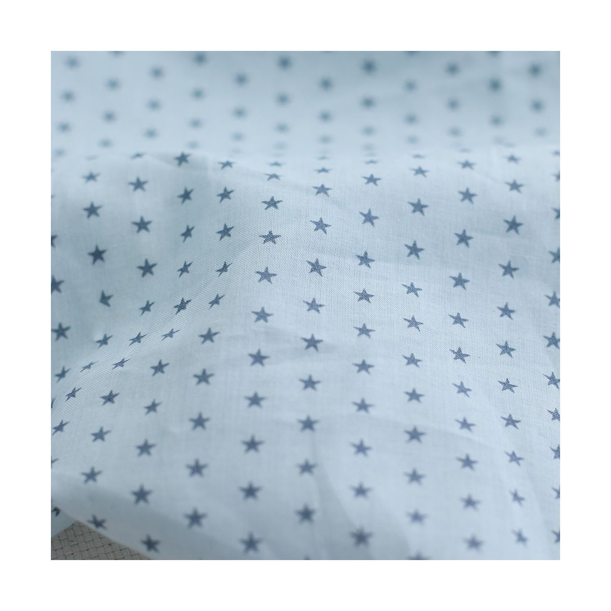 Frou-frou / Batiste de coton imprimé petites étoiles bleu gris