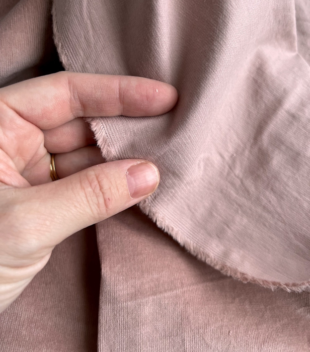 Velours milleraies stretch coton coloris vieux rose Batikou - 2