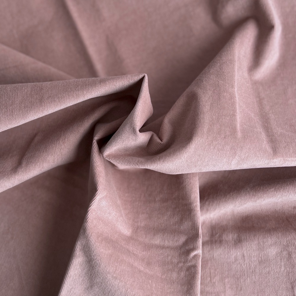 Velours milleraies stretch coton coloris vieux rose Batikou - 1