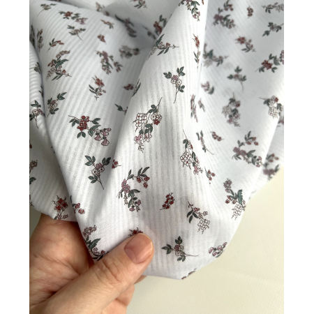 Voile de coton organique imprimé fleuri fond blanc Tissus issus de l'agriculture biologique  - 2