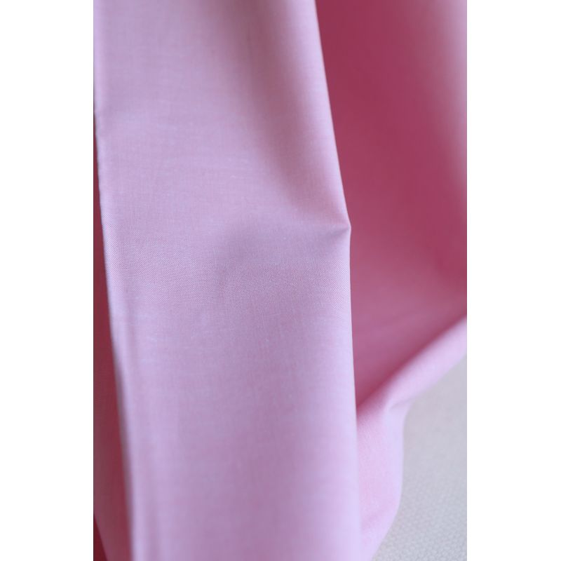Popeline coton uni chiné effet chambray rose frais