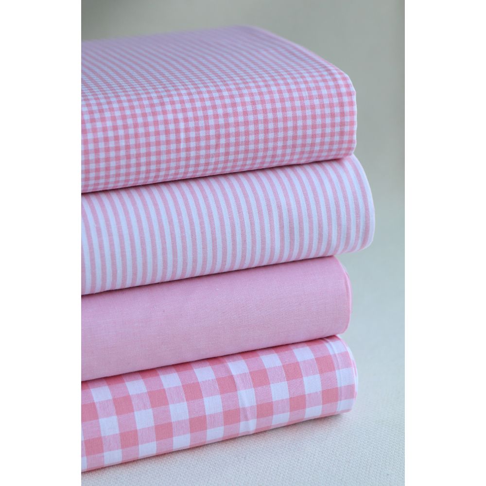 Popeline coton uni chiné effet chambray rose frais