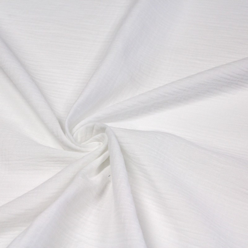 Double gaze de coton BIO unie blanc