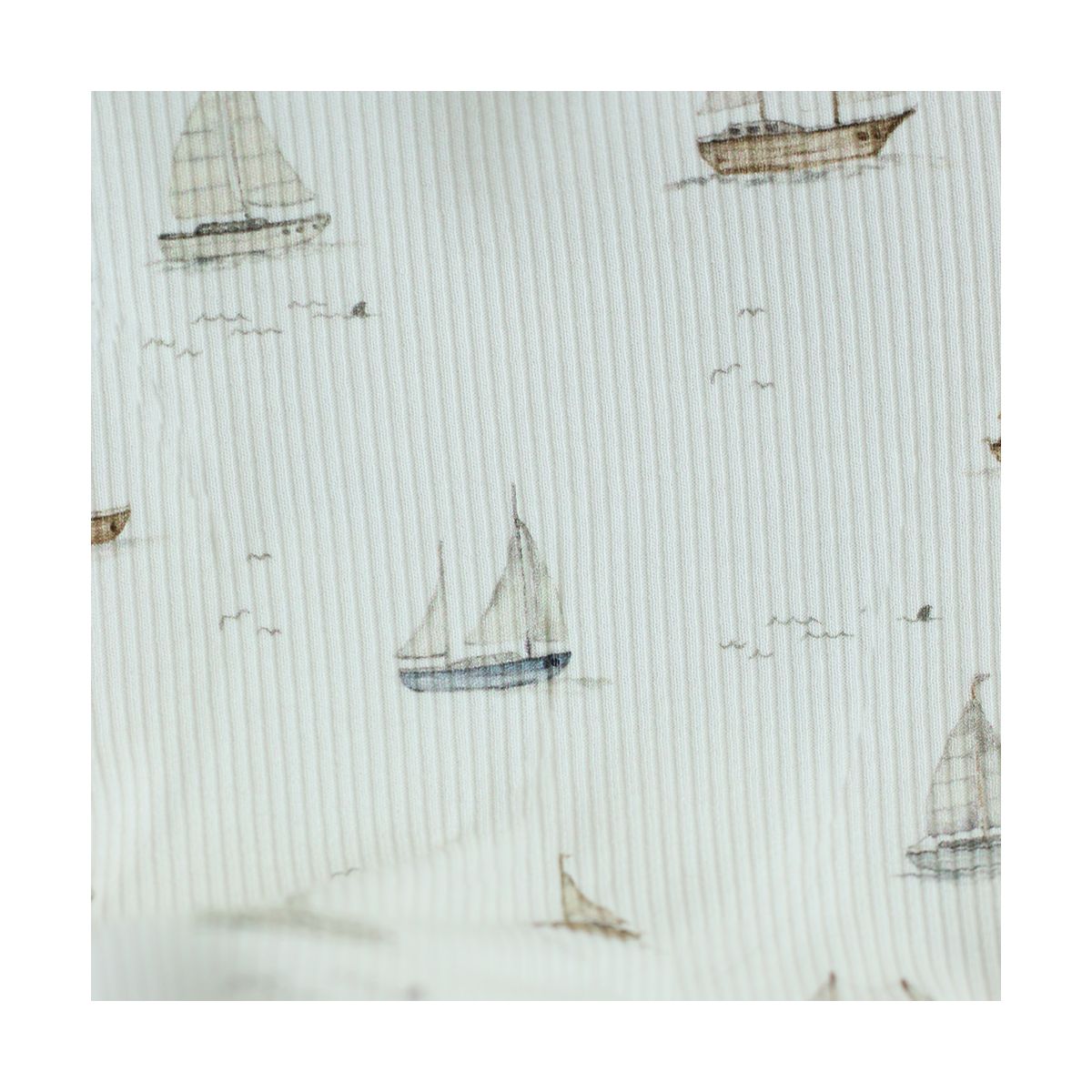 Jersey coton côtes fines à motifs bateaux