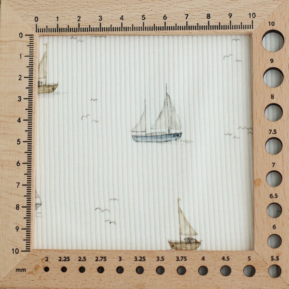 Jersey coton côtes fines à motifs bateaux