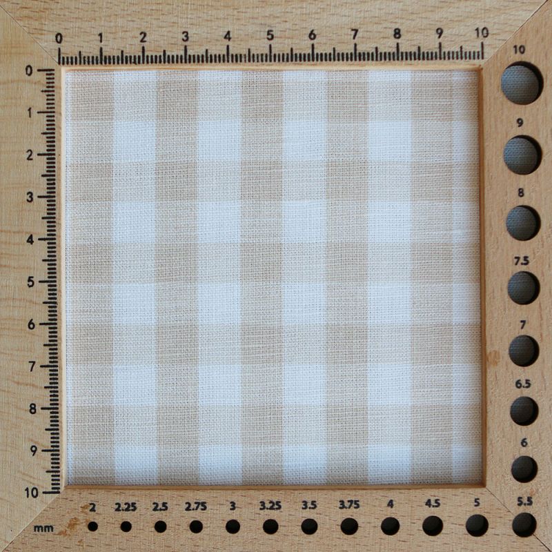 Victor - Tissu lin coton vichy 7mm blanc lait et beige