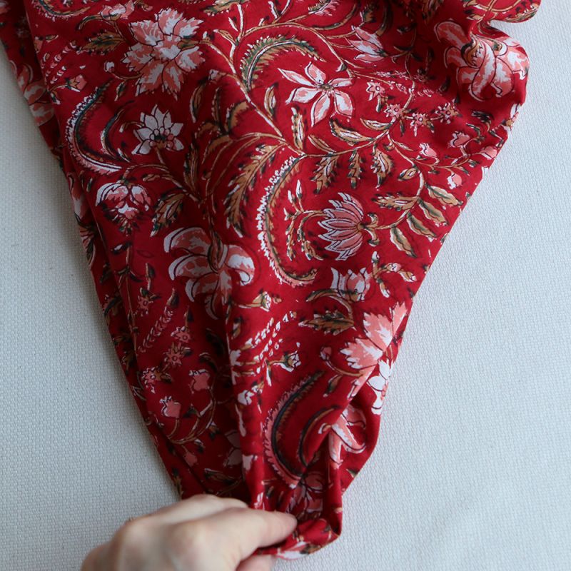 Chandra - Tissu indien en coton imprimé main Hand Block Artisanal