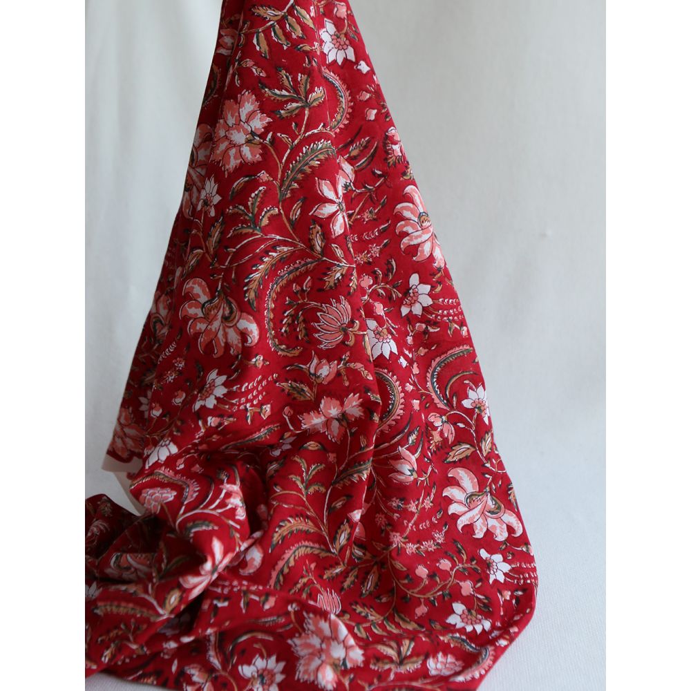 Chandra - Tissu indien en coton imprimé main Hand Block Artisanal