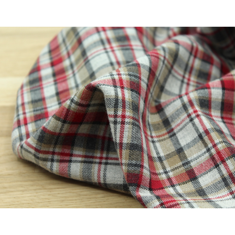 Tissu sergé de coton gratté organique imprimé tartan
