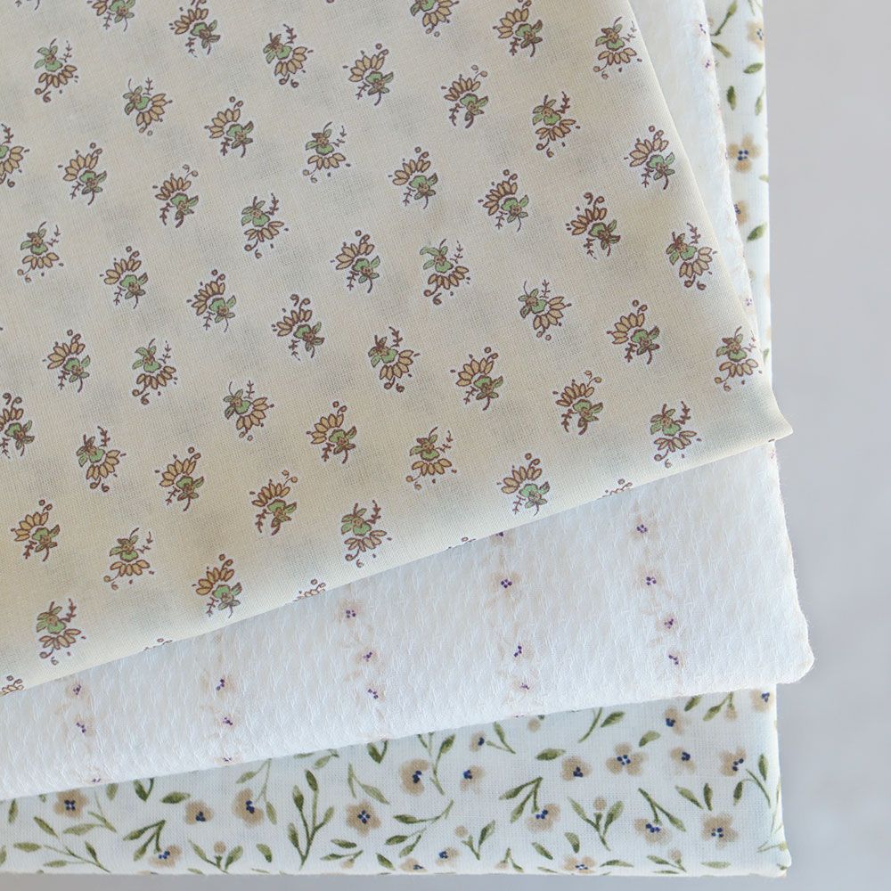 Alicia - Tissu coton texturé imprimé beige