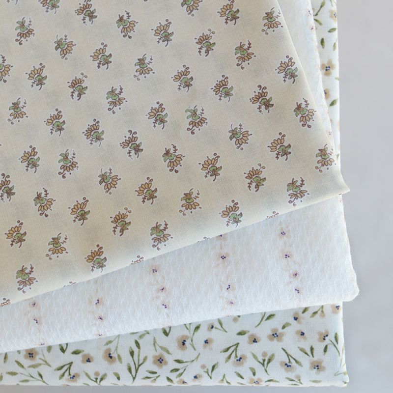 Alicia - Tissu coton texturé imprimé beige