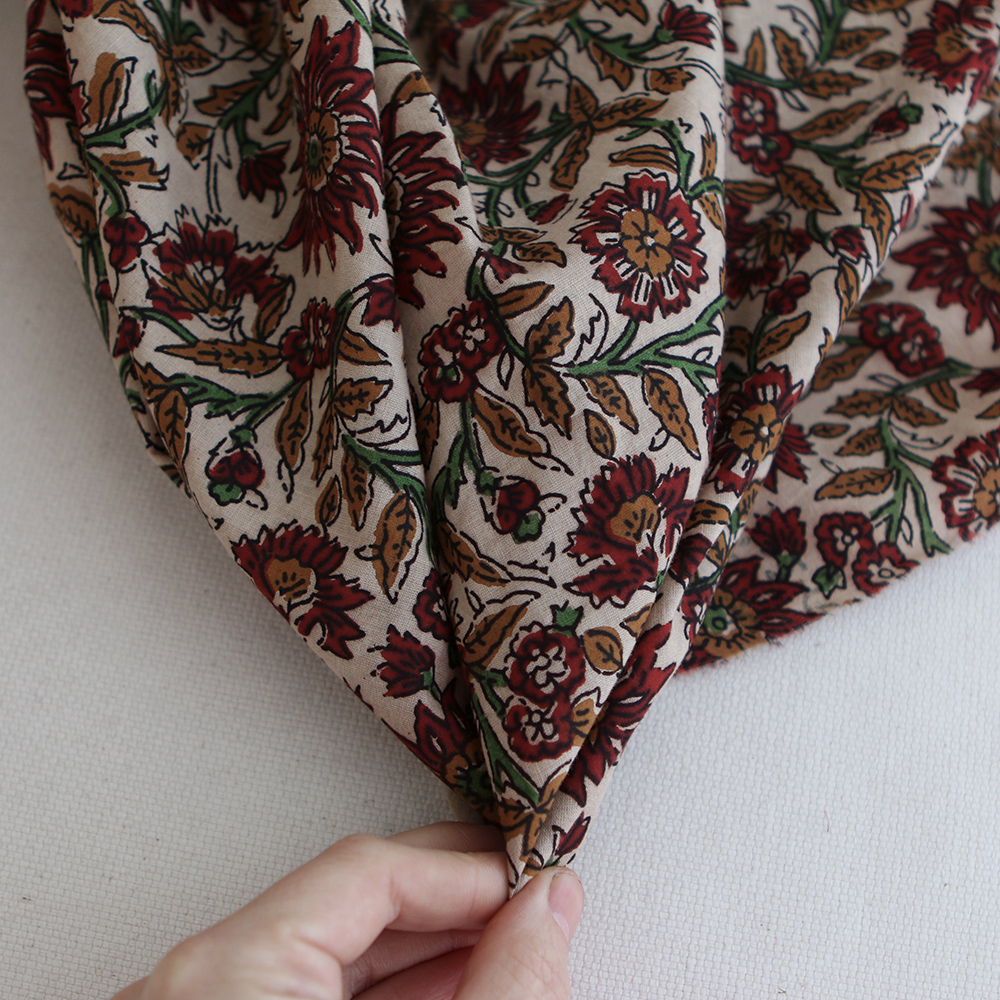 Mira - Tissu indien coton hand block traditionnel