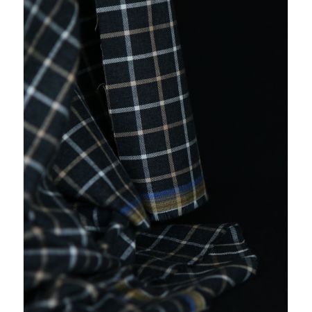 Blake - Coton gratté organique quadrillage écru et crème fond anthracite