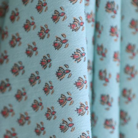 copy of Sheila - Tissu coton crêpe gaufré framboise à motifs