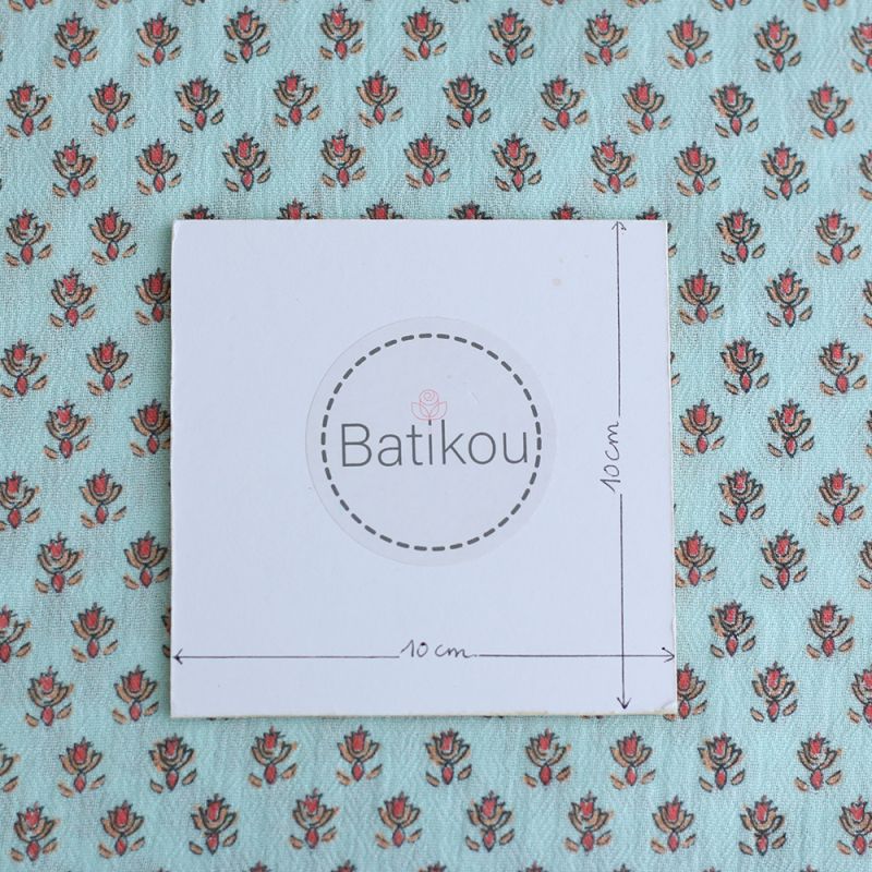 copy of Sheila - Tissu coton crêpe gaufré framboise à motifs