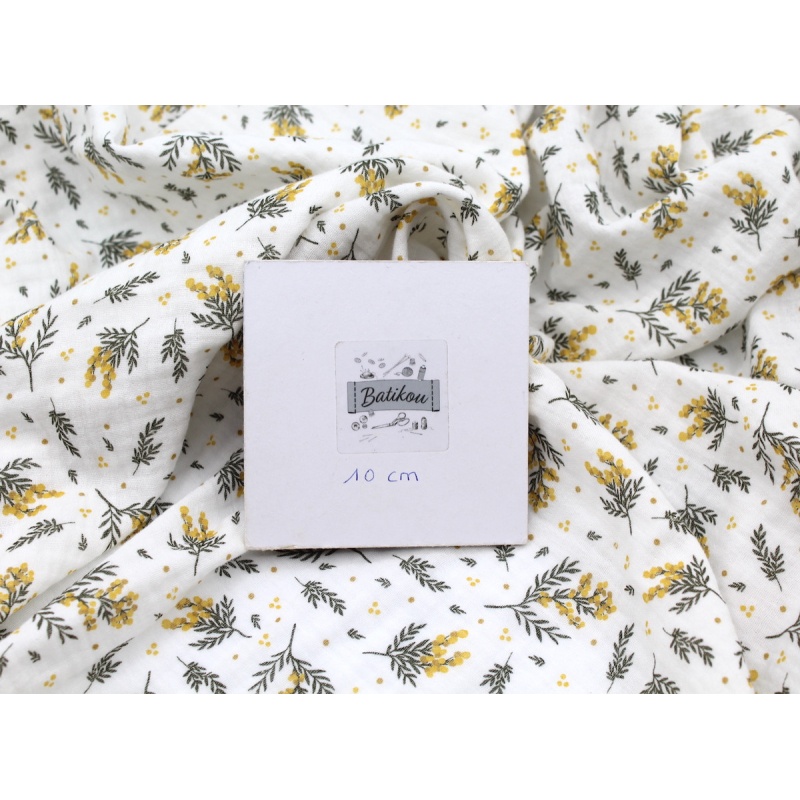 Double gaze de coton BIO motif exclusif Mimoza mimosa