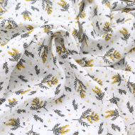 Double gaze de coton BIO motif exclusif Mimoza mimosa