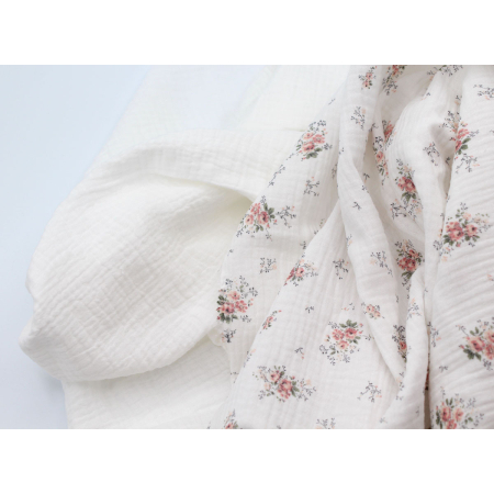 Double gaze de coton BIO unie blanc cassé Tissus issus de l'agriculture biologique  - 2