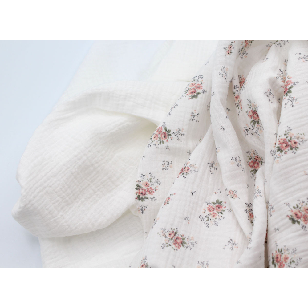 Double gaze de coton BIO unie blanc cassé Tissus issus de l'agriculture biologique  - 2