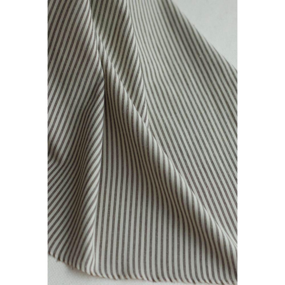 Coton tissé rayures écru et café