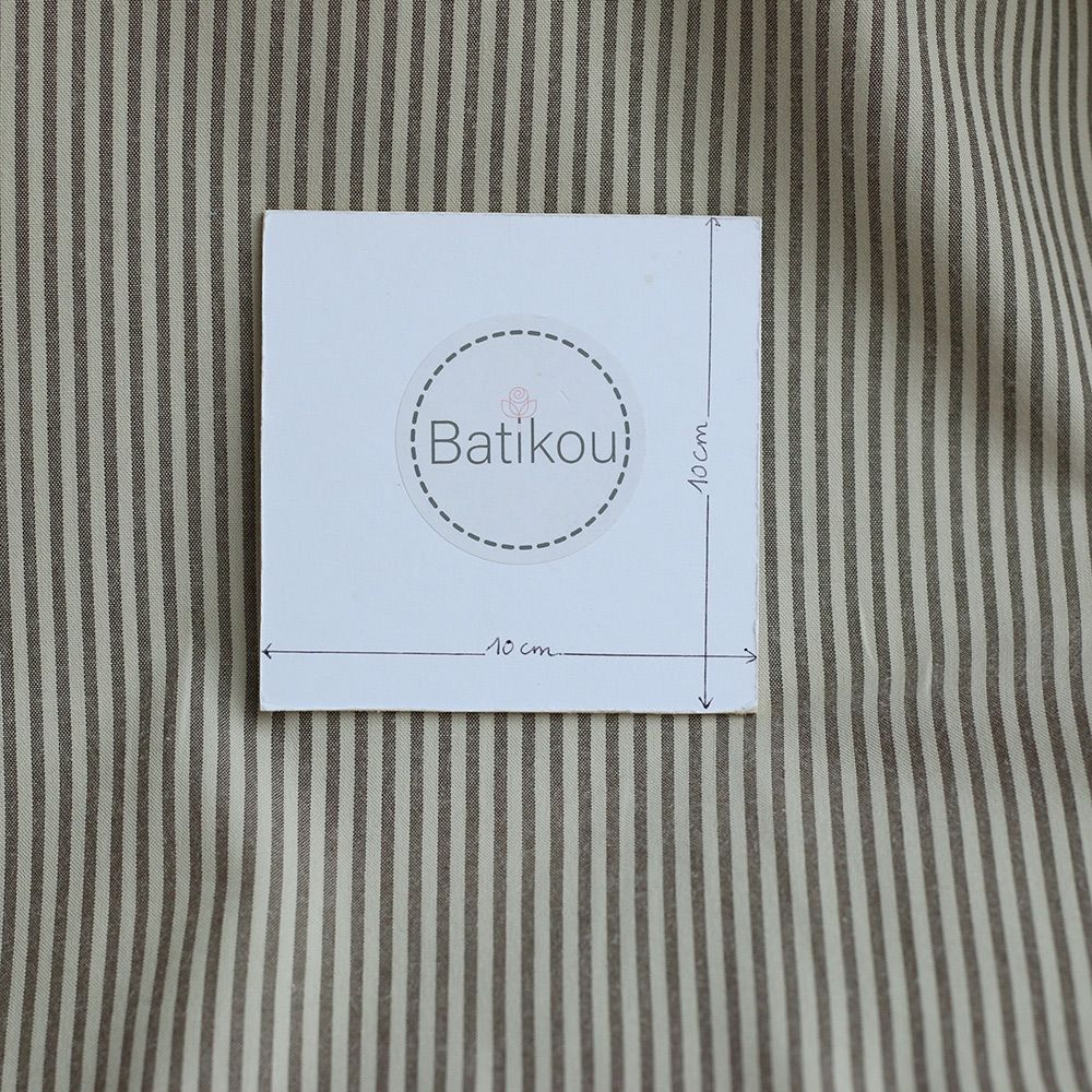 Coton tissé rayures écru et café