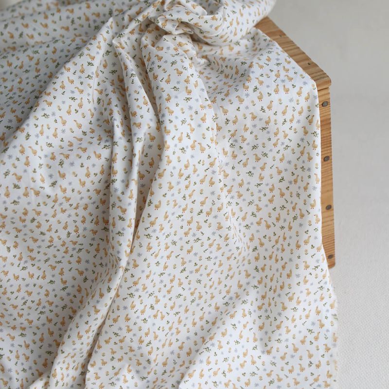 Popeline de coton BIO imprimé Canetons