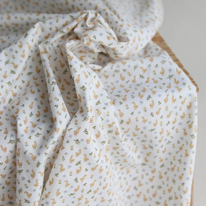 Popeline de coton BIO imprimé Canetons