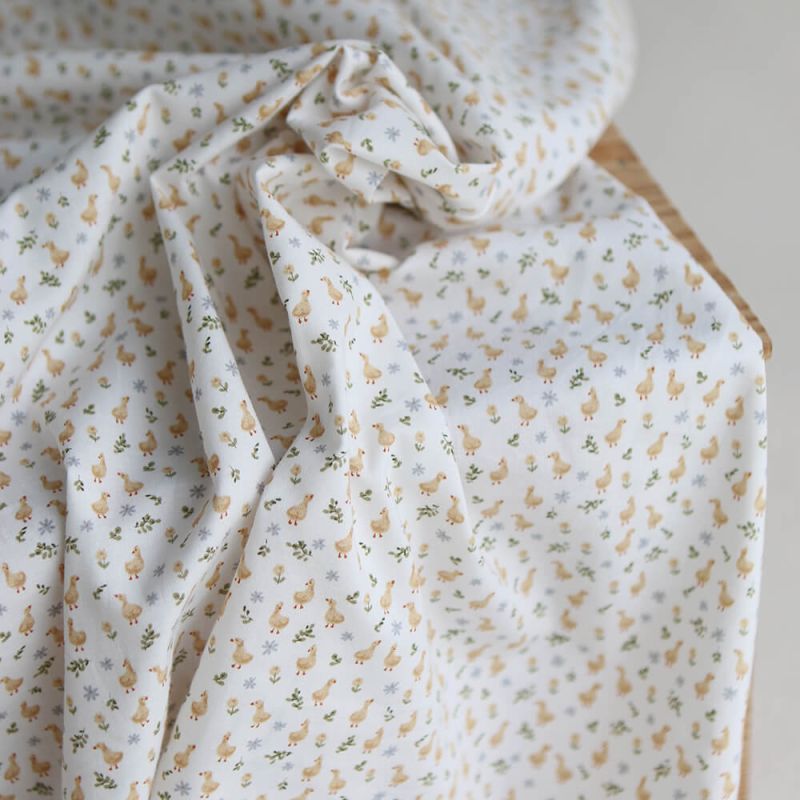 Popeline de coton BIO imprimé Canetons