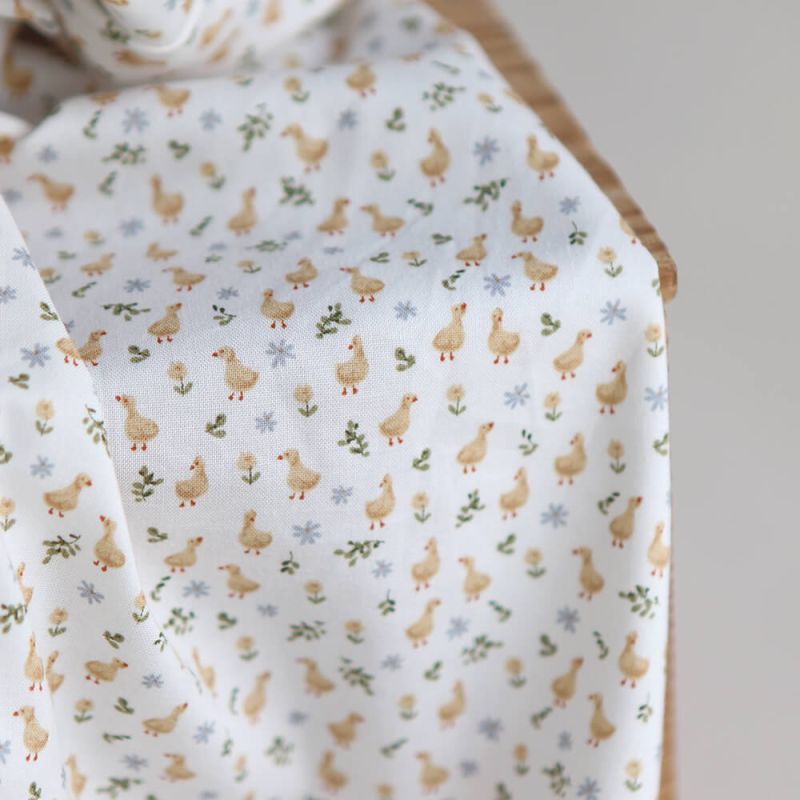 Popeline de coton BIO imprimé Canetons