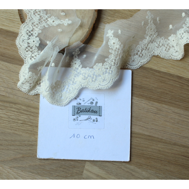 Galon tulle souple broderie anglaise brodé 70mm x 1m