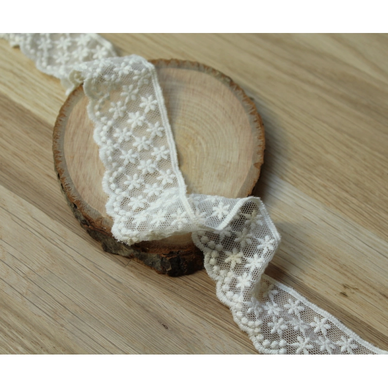 Galon tulle souple broderie coton brodé 30mm x 1m