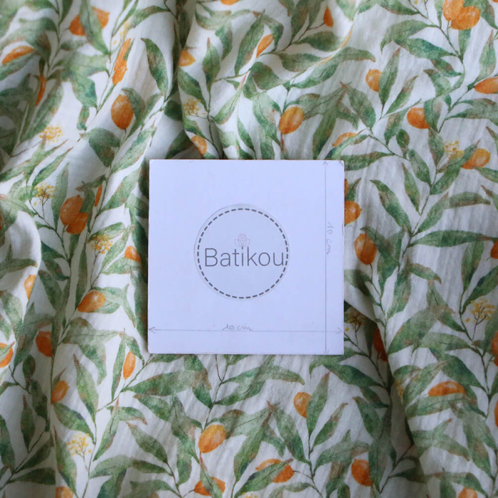 Zestine - Double gaze de coton motif feuillage et agrumes